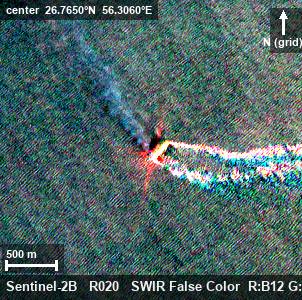 Tanker burning south of Larak Island, Strait of Hormuz