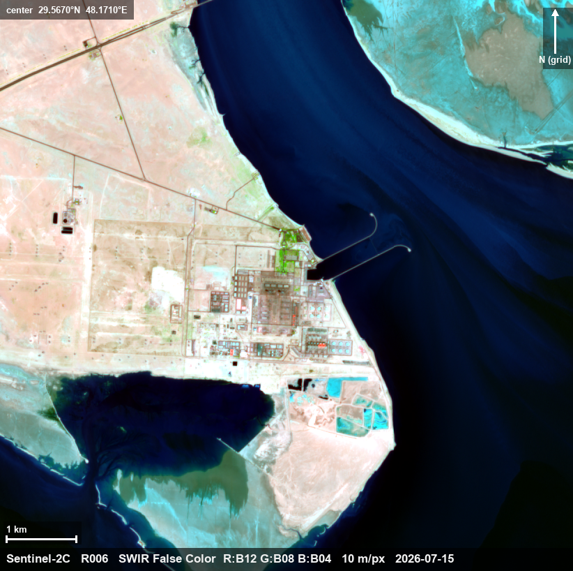 Strike plume at the Subiya power and desalination plant, Kuwait — Before — 15 July